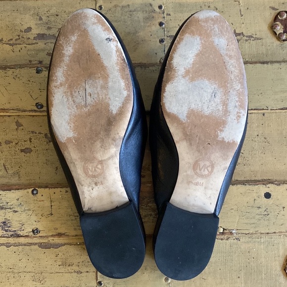 MICHAEL KORS DESIGNER BLACK 100% LEATHER MULES SLIP ON LOAFER SHOES 8 M - Picture 12 of 16